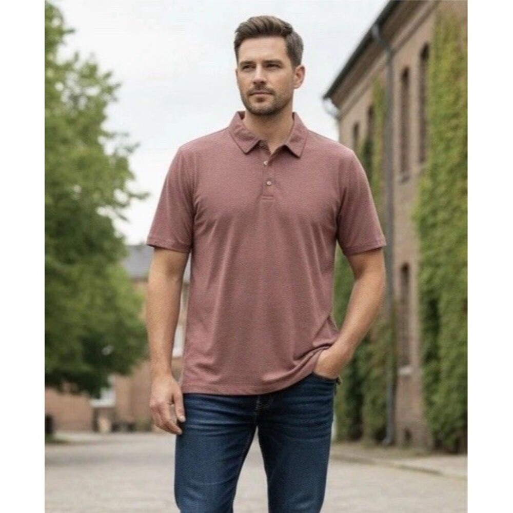 Free Fly Men’s Bamboo Flex Polo ll in Heather Red Small UPF 50 Golf Fishing